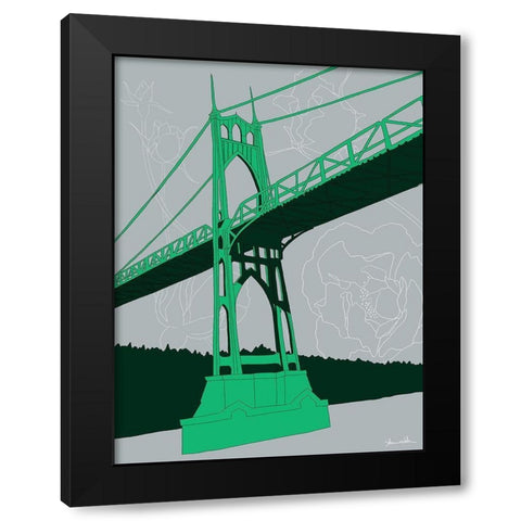 St. Johns Bridge - Portland Black Modern Wood Framed Art Print with Double Matting by Donahue, Shane
