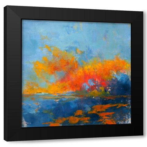 Blue on Blue Black Modern Wood Framed Art Print with Double Matting by Dennis, Patrick