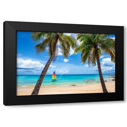 Postcard From Paradise Black Modern Wood Framed Art Print by Davis, Lizzy