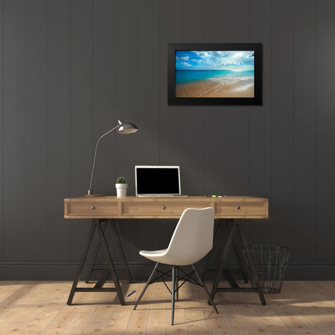 Turquoise Tranquility Black Modern Wood Framed Art Print by Davis, Lizzy