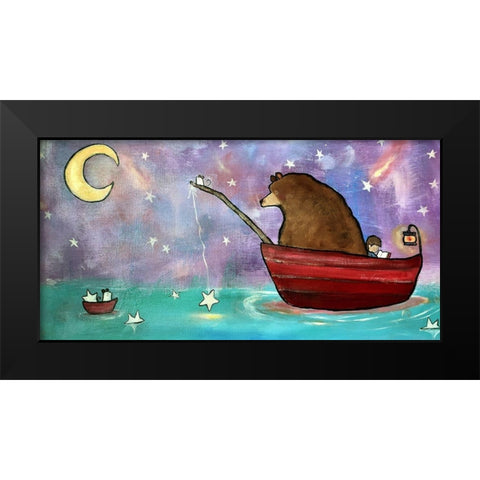 Bear Boat Black Modern Wood Framed Art Print by Doss, Andrea