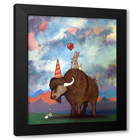 Buffalo Birthday Black Modern Wood Framed Art Print by Doss, Andrea