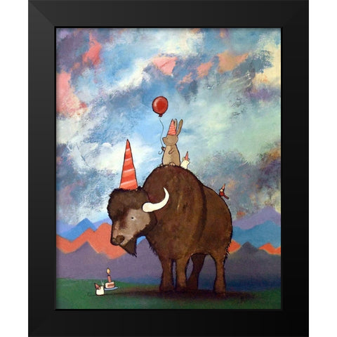 Buffalo Birthday Black Modern Wood Framed Art Print by Doss, Andrea