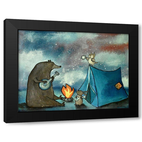 Camping Friends Black Modern Wood Framed Art Print by Doss, Andrea