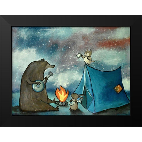 Camping Friends Black Modern Wood Framed Art Print by Doss, Andrea