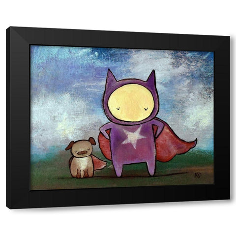Superhero Friends Black Modern Wood Framed Art Print with Double Matting by Doss, Andrea
