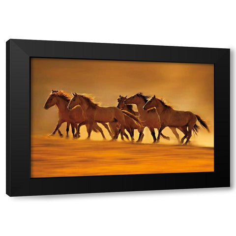 Night Runners Black Modern Wood Framed Art Print with Double Matting by Dearing, Lisa