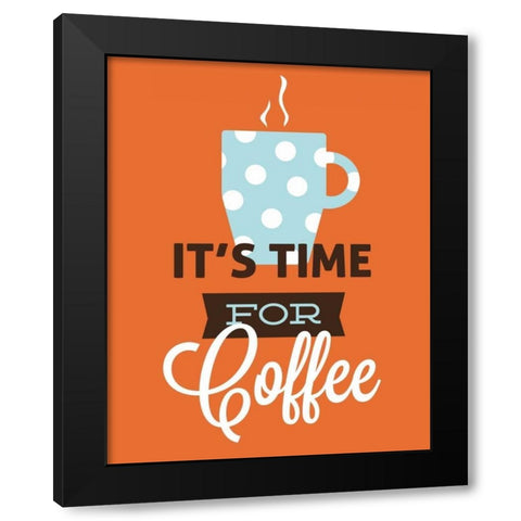 Coffee Time - Orange Black Modern Wood Framed Art Print by Duncan, Genesis