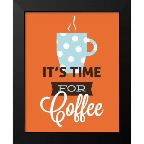 Coffee Time - Orange Black Modern Wood Framed Art Print by Duncan, Genesis