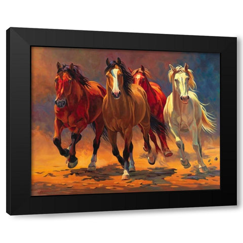 Hoofbeats and Heartbeats Black Modern Wood Framed Art Print by Davidson, Nancy