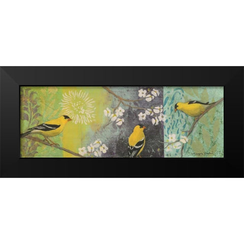 Goldfinches Blooming Black Modern Wood Framed Art Print by Donharl, Margaret