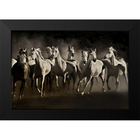 Dream Horses Black Modern Wood Framed Art Print by Dearing, Lisa