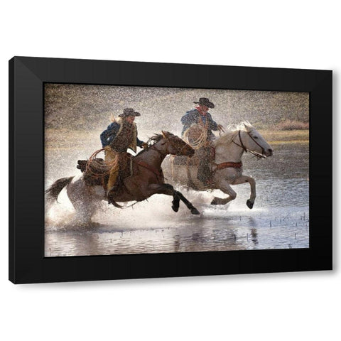 Splash Dance Black Modern Wood Framed Art Print by Dearing, Lisa