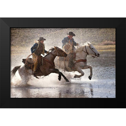 Splash Dance Black Modern Wood Framed Art Print by Dearing, Lisa