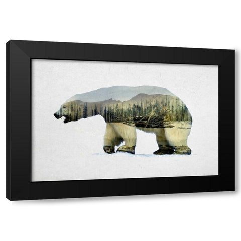 Arctic Polar Bear Black Modern Wood Framed Art Print with Double Matting by Davies Babies