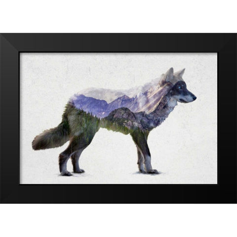 Rocky Mountain Grey Wolf Black Modern Wood Framed Art Print by Davies Babies