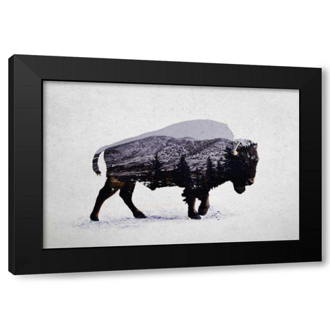 The American Bison Black Modern Wood Framed Art Print by Davies Babies