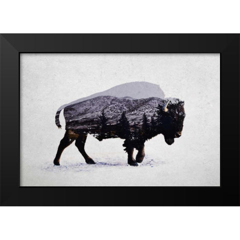 The American Bison Black Modern Wood Framed Art Print by Davies Babies