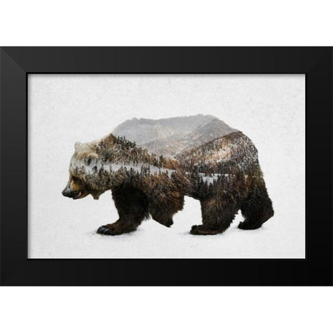 The Kodiak Brown Bear Black Modern Wood Framed Art Print by Davies Babies