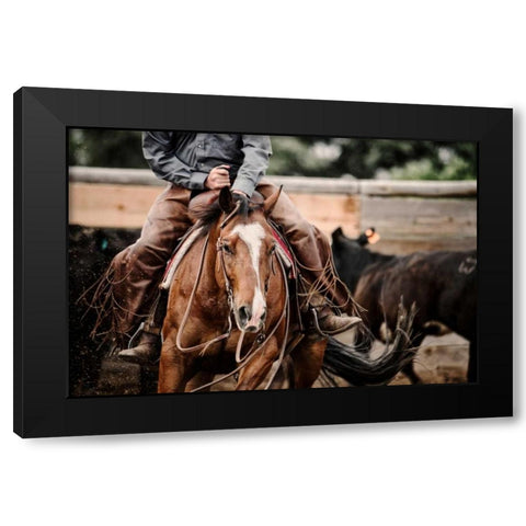 Cutting Horse Black Modern Wood Framed Art Print by Dearing, Lisa