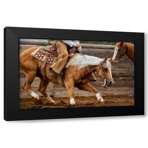 Cutting Horses Black Modern Wood Framed Art Print by Dearing, Lisa