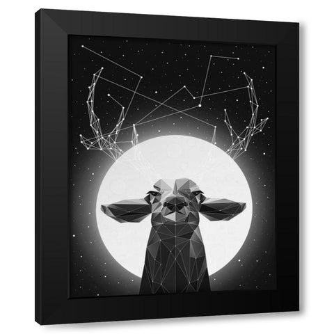 Banyon Deer Black Modern Wood Framed Art Print by Davies Babies