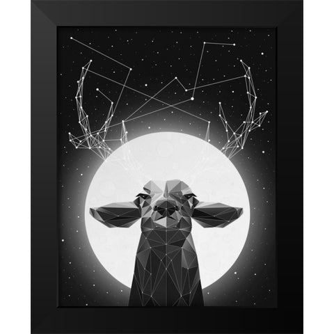 Banyon Deer Black Modern Wood Framed Art Print by Davies Babies