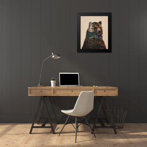 Bear Lake Black Modern Wood Framed Art Print by Davies Babies