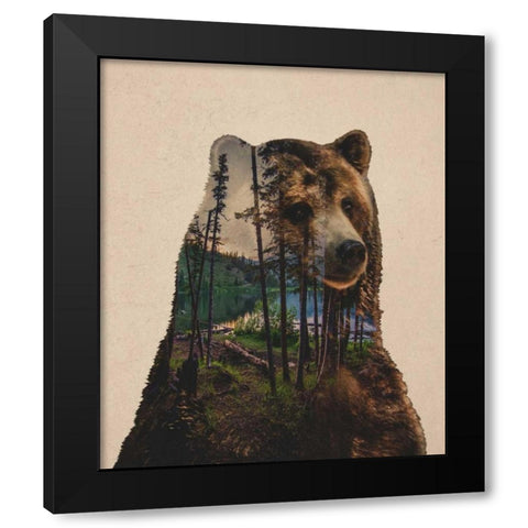 Bear Lake Black Modern Wood Framed Art Print by Davies Babies