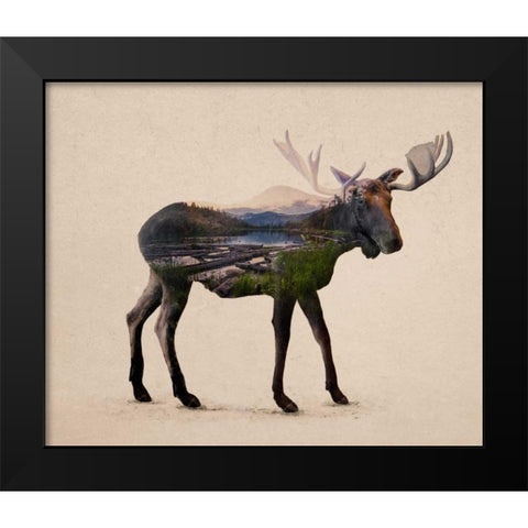 The Alaskan Bull Moose Black Modern Wood Framed Art Print by Davies Babies