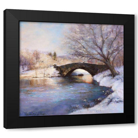 Central Park Bridge Black Modern Wood Framed Art Print with Double Matting by Engelman, Esther
