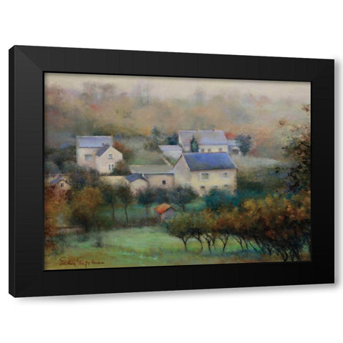 Countryside Hamlet Black Modern Wood Framed Art Print with Double Matting by Engelman, Esther