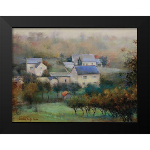 Countryside Hamlet Black Modern Wood Framed Art Print by Engelman, Esther
