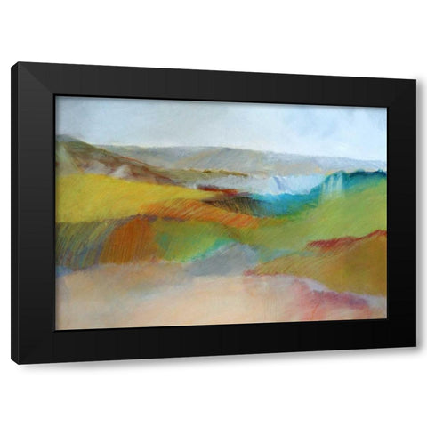 Green, Yellow and Rose Landscape Black Modern Wood Framed Art Print by Engeln, Skadi