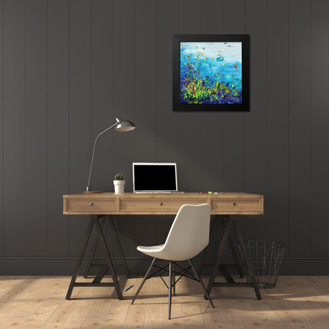 Fleur de Mer Black Modern Wood Framed Art Print by Ernst, Heather W.