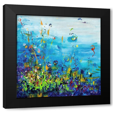 Fleur de Mer Black Modern Wood Framed Art Print by Ernst, Heather W.