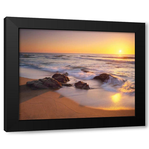 Pacific Calm Black Modern Wood Framed Art Print with Double Matting by Foster, Christopher