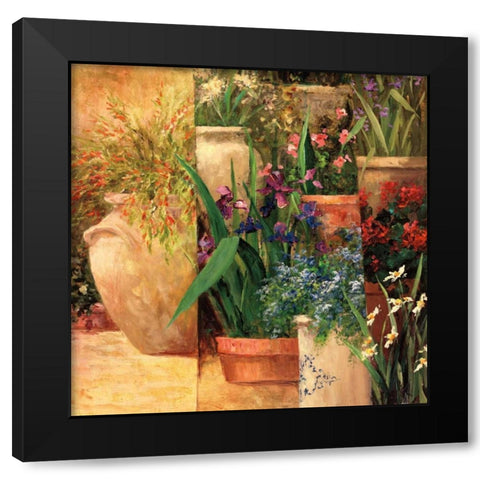 Flower Pots Left Black Modern Wood Framed Art Print by Fronckowiak, Art