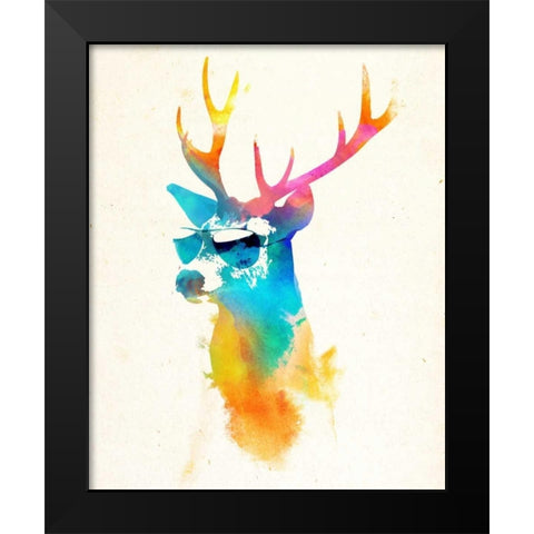 Sunny Stag Black Modern Wood Framed Art Print by Farkas, Robert