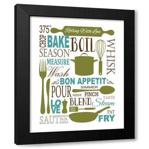 Culinary Love 1 Black Modern Wood Framed Art Print by Fuqua, Leslie