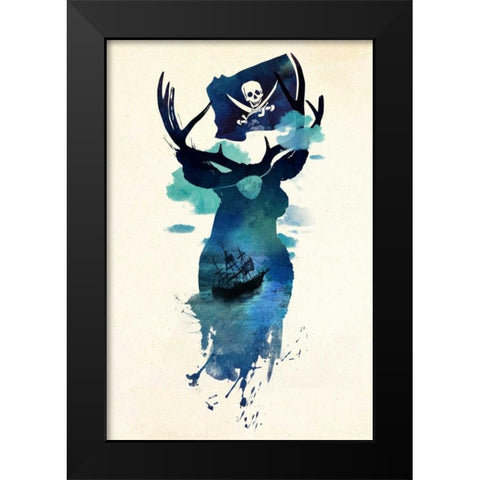 Captain Hook Black Modern Wood Framed Art Print by Farkas, Robert