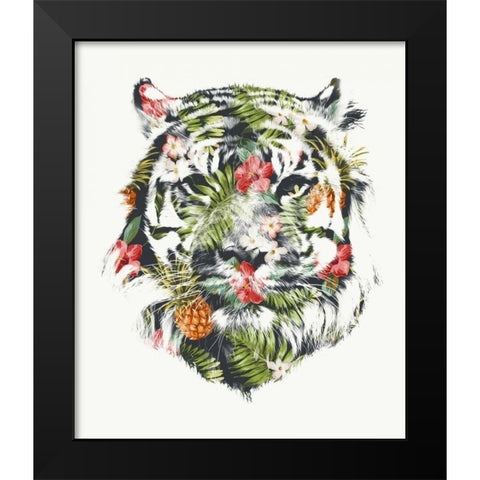 Tropical Tiger Black Modern Wood Framed Art Print by Farkas, Robert