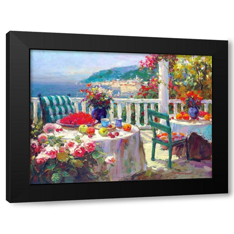 Terrace Brunch Black Modern Wood Framed Art Print with Double Matting by Furtesen