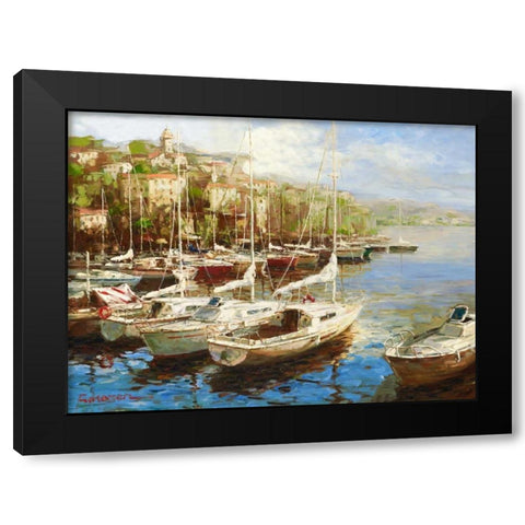 Harbor Bay Black Modern Wood Framed Art Print with Double Matting by Furtesen