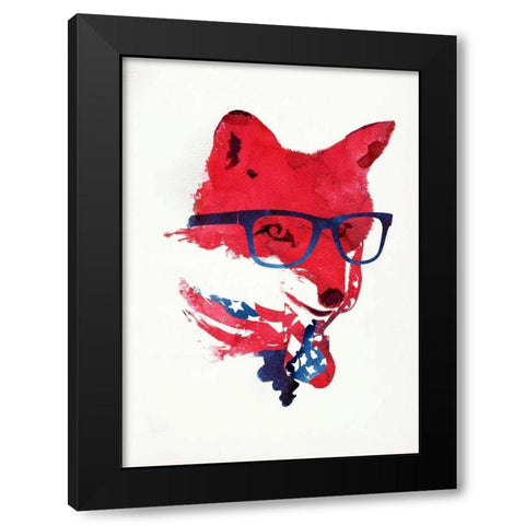 American Fox Black Modern Wood Framed Art Print by Farkas, Robert