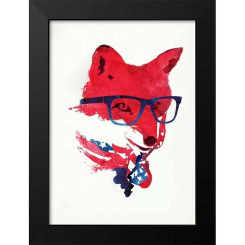 American Fox Black Modern Wood Framed Art Print by Farkas, Robert