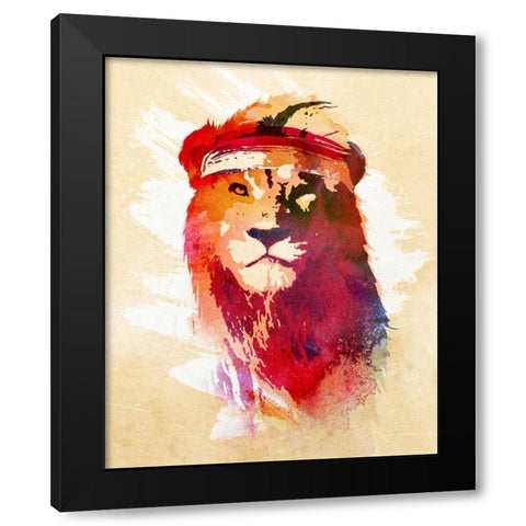 Gym Lion Black Modern Wood Framed Art Print with Double Matting by Farkas, Robert