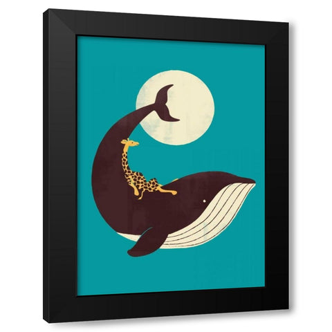 The Giraffe and The Whale Black Modern Wood Framed Art Print with Double Matting by Fleck, Jay