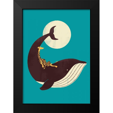 The Giraffe and The Whale Black Modern Wood Framed Art Print by Fleck, Jay