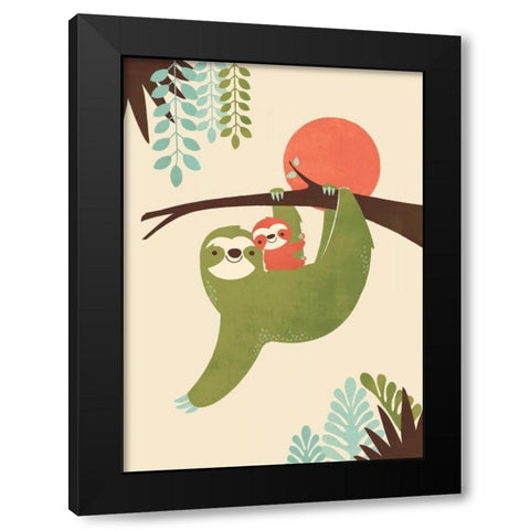 Mama Sloth Black Modern Wood Framed Art Print by Fleck, Jay
